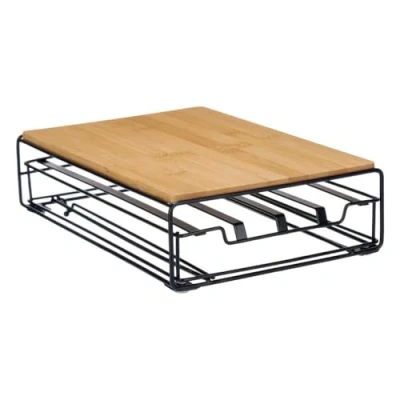 Imagen de Organizador de Cápsulas Café Negro Natural Metal Bambú 21 x 57 8,5 cm