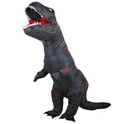 Imagen de JASHKE Traje Inflable de Dinosaurio T Rex para Halloween Disfraz Adulto (Negro)