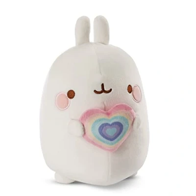 Imagen de Tierno Juguete Molang con un Corazón de Arcoíris 12 cm I Adorable Estrella Redes Sociales y TV para Abrazar, Jugar Amar 48223