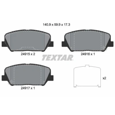 Imagen de TEXTAR 2491501 Juego de pastillas freno con avisador acústico desgaste accesorios KIA: cee‘d II Hatchback, Sportswagon, Optima / K5