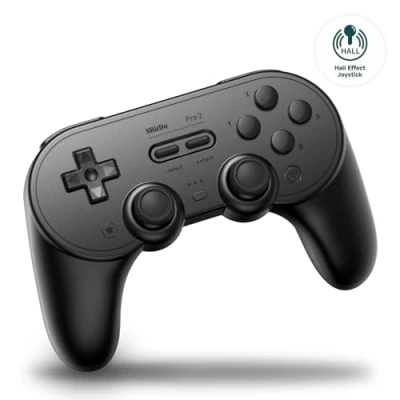 Imagen de 8Bitdo Pro 2 Bluetooth Controller for Switch, Hall Effect Joystick Update, Wireless Gaming PC, Android, and Steam Deck &amp; Apple (Black Edition)
