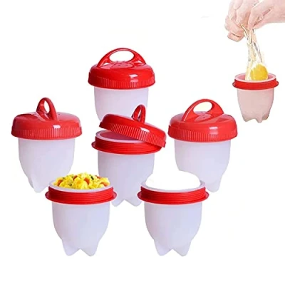 Imagen de Silicona Cocedor Huevos, Cazador Furtivo de Huevos Antiadherente sin Bpa Cáscara, Caza Furtiva Rápida para Accesorios Utensilios Cocina