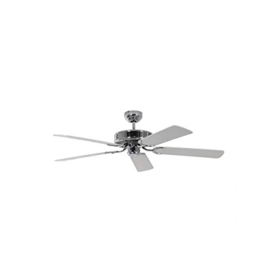 Imagen de Ventilador de techo acero Potkuri con aspas reversibles blanco/blanco incrustación ratán, 132cm por Pepeo