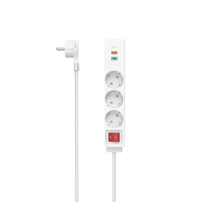 Imagen de Regleta Hama 00223185, 3 Enchufes, 2 USB, 18W, Enchufe Plano, Blanco