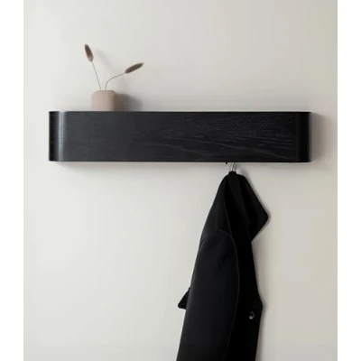 Imagen de Kazai. Perchero Pared Madera &#039;Toke&#039; Diseño Moderno con Ganchos Ocultos Panel de Chapa Maciza Roble, negro
