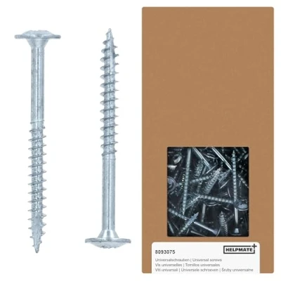 Imagen de HELPMATE Tornillos de conexión Para madera (4,5 x 50 mm, galvanizados, 250 unidades, con accionamiento PZ2 y muesca corte) fijación herrajes metálicos a