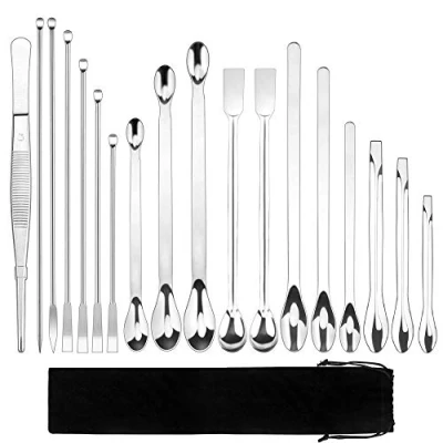 Imagen de Cuchara de Laboratorio 18pcs Doble Cabezas Medicina Acero Inoxidable Espátula Micro Muestreo para Polvos, Gel