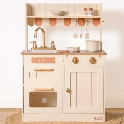 Imagen de ROBUD Cocinas de Juegos Madera para niños, con vajilla, ollas, ensaladera y Verduras. Adecuado niños a Partir 3 años