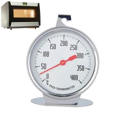 Imagen de 0 400 ℃ Termómetro de horno con dial pie, medidor temperatura del lectura instantánea acero inoxidable Probador para ahumador parrilla horno, 7 x 9 cm