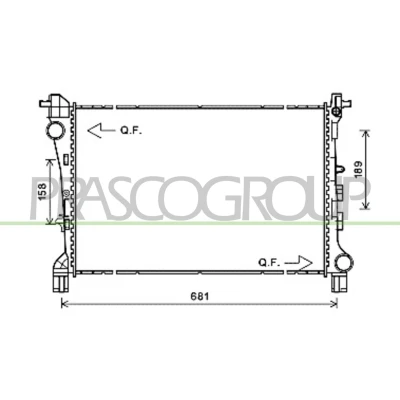 Imagen de PRASCO FT040R003 Radiador, refrigeración del motor Aluminio 621mm 398mm 26mm Con acoplamientos rápidos Aletas soldadas FIAT: 500L