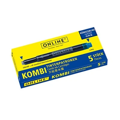 Imagen de Online Schreibgeräte Cartuchos combi para pluma estilográfica, color azul 5 unidades