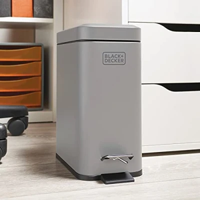 Imagen de BLACK+DECKER BXBN00013E Cubo de basura con pedal gris tapa cierre suave, acero inoxidable, 30 cm x 14 29