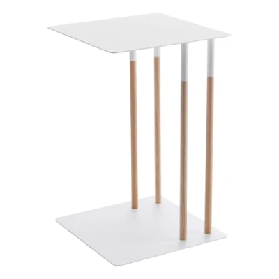 Imagen de YAMAZAKI Deslizamiento sofá c Tabla/Mesa Final/Bandeja de café/Escritorio del Ordenador portátil Inicio Deslizante, Acero aleado, Blanco, Talla única