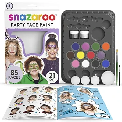 Imagen de Snazaroo, paleta de pintura acrilica facial aguacolor, 8 colores, surtidos, base agua, fácil aplicar y retirar, hipoalergénico)