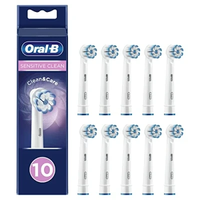 Imagen de Oral B Sensitive Clean Recambios Cepillo de Dientes Eléctrico, Protección Encías Originales, color Blanco, Pack 10