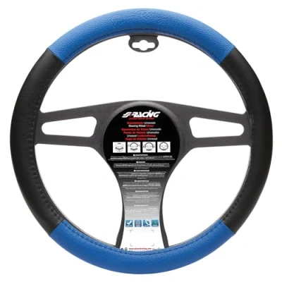 Imagen de Simoni Racing Trophy 1 CVT/1B Funda cubierta para el volante Azul, negro 37 39cm Ecopiel
