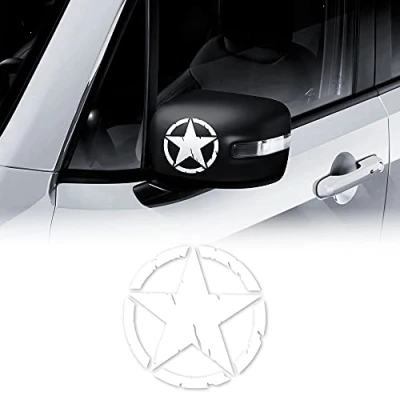 Imagen de 4R Quattroerre.it 17118 Pegatinas de Estrellas Militares para Jeep Renegade Espejos Coche, Diámetro 9 cm, Blanco, 2 Piezas