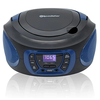 Imagen de Roadstar CDR 365U/BL Radio CD Player Portátil Digital FM PLL, Boombox Reproductor CD, R, RW, MP3, Puerto USB, Stereo, AUX IN, Salida de Auriculares, Negro / Azul