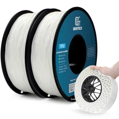 Imagen de GEEETECH Filamento de TPU blanco, 2 bobinas 1 kg para impresora 3D