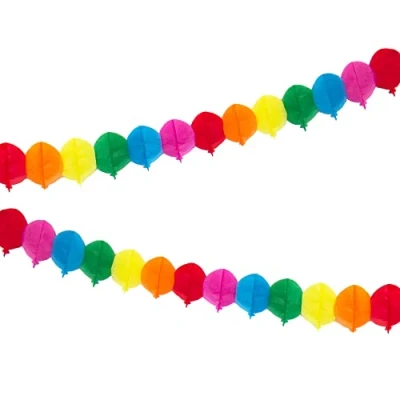 Imagen de Globos de arco iris para decoración fiesta cumpleaños niños, adultos, niñas, guirnaldas papel coloridas 3D, paquete 3, 3 m longitud, hechos por Talking Tables