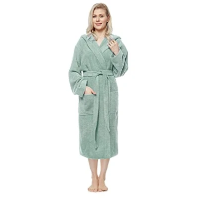 Imagen de Arus Albornoz con capucha para mujer, longitud normal, tamaño mujer: XL alto, unisex: L Verde claro