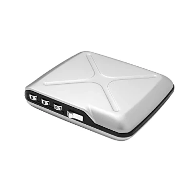 Imagen de Ögon Smart Wallets Code Wallet Cartera de Aluminio con Cierre a codigo Tarjetero RFID antirrobo Capacidad 10 Tarjetas y Billetes Silver