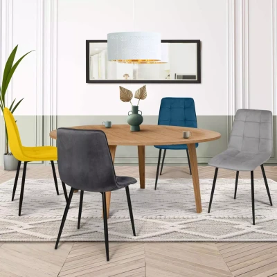 Imagen de IDMarket Juego de 4 sillas Mila terciopelo Mix Color Azul, Gris Claro, Oscuro, Amarillo