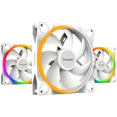Imagen de be quiet! Light Wings 140 mm PWM White ventilador, 3 ventiladores incluidos, colores y efectos ARGB increíbles, iluminación adicional en la parte trasera, hub incluido, 7 aspas optimizadas