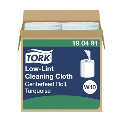 Imagen de Tork 190491 Paños de limpieza sin pelusas Premium / 1 capa/Paños multiusos compatibles con el sistema W10 4 bobinas x 60 m largo/color turquesa