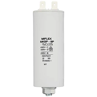 Imagen de Miflex Condensador de Arranque Motor, Capacidad 16 µF, 450 V, 35 x 83 mm, conexión M8
