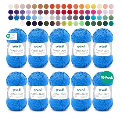 Imagen de Gründl Cotton Quick Uni, 10 ovillos de 50 g (Hilo Colores 100% algodón, Certificado Oeko Tex, / 125 m, tamaño Aguja: 3 4, x g)