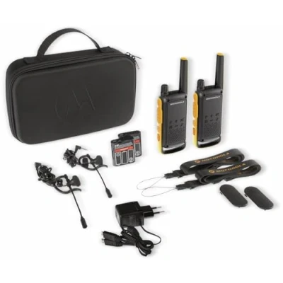 Imagen de Motorola Talkabout T82 Extrem Walki Talkis, Alcance hasta 10 Km, Pantalla Oculta, Linterna LED, color Negro y Amarillo