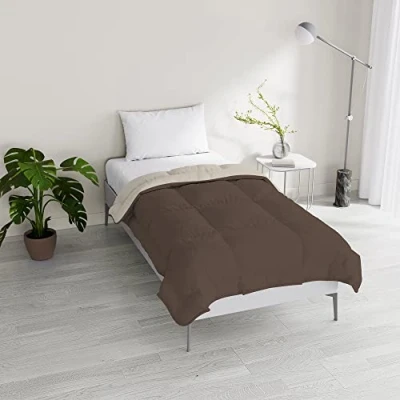 Imagen de Italian Bed Linen Edredòn de Invierno Bicolor Sogni e Capricci, Marrón/Crema, 150x200cm