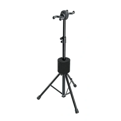 Imagen de K&amp;M 17620 Soporte doble para guitarra eléctrica/acústica, negro sistema de fijación 2 guitarras diámetro instalación 76 cm acero