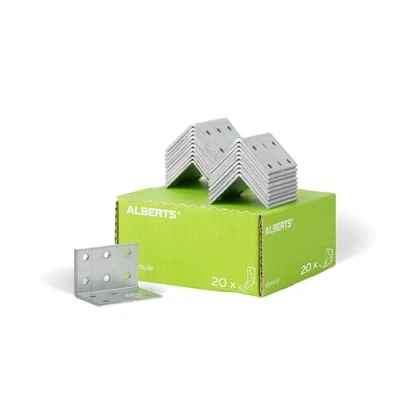 Imagen de Alberts 339067 Pletina de ángulo perforada, Galvanizado Sendzimir, 40 x 60 mm, Juego 20
