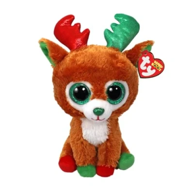 Imagen de Ty Beanie Boos Tinseltoes el Reno con Ojos Verdes Grandes y Brillantes, Peluche Brillantes Especial Navidad 15 cm T37354