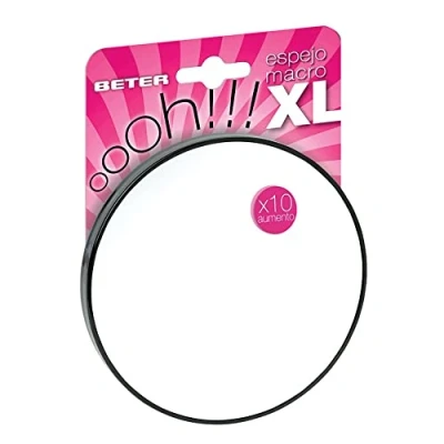 Imagen de Beter Espejo de aumento X10 con 2 ventosas y superficie visión 13 cm, ideal para depilarse las cejas maquillarse todo detalle.