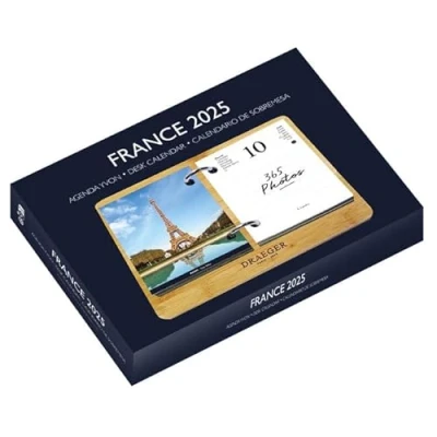 Imagen de DRAEGER PARIS Yvon France Ephemeris Agenda January December 2025 Bamboo base 365 pages Desk diary 7 languages FSC® certified paper Vegetable based inks Design