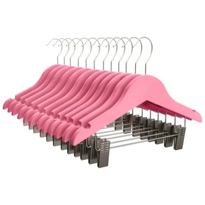 Imagen de COM FORT HOUSE Percha Madera Cadete con Pinzas Infantil Color Rosa de Arce Muescas Antideslizantes 30 x 1.2 22 cm Pack 12 Unidades