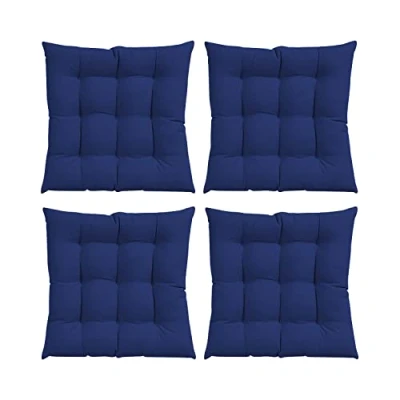 Imagen de GREATOYAR Cojines para Silla y Asiento, Decoración de Asiento Jardín Casa Terraza, Cojín Decorativo con Correas Sujeción, 9 Pespuntes, Fabricado en España, 40 x 3.5 cm, Pack 4, Azul Marino