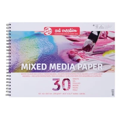 Imagen de Talens Art Creation TAC Media FSC Mix Papel (A3, 300 g, 30 Hojas), Textura, Blanco, 29.7 x 43.5 2 cm