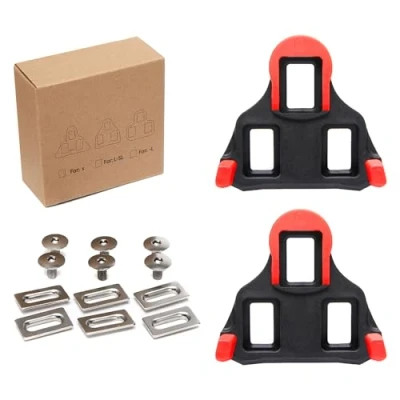 Imagen de FOTGROY Calas Tacos de Bicicleta compatibles con Shimano SPD SL, Pedales Ciclismo Interior y Carretera para Zapatos SH10 Negro Rojo