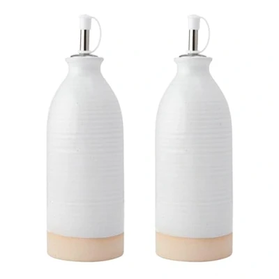 Imagen de KitchenCraft Idilica Aceiteras y Vinagreras de Gres, Juego 2 Cerámica con Base No Esmaltada, Crema, 450ml