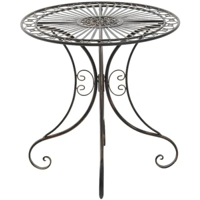 Imagen de CLP Mesa de jardín Hari Auxiliar Exterior en Estilo rústico terraza Redonda 70 cm diámetro, Color:Bronce