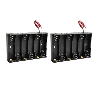 Imagen de HALJIA 2 Cajas de Almacenamiento batería 9 V AA 6 x 1,5 plástico con Cables Alambre