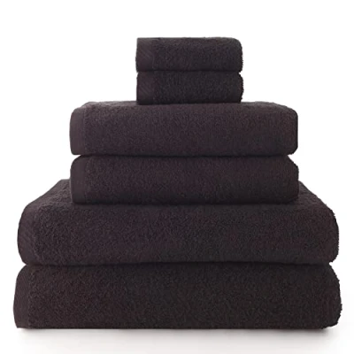 Imagen de Top Towel Plus toallas de baño grandes 2 cara o bidet + mano lavabo ducha Algodon 100% Negro