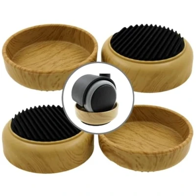 Imagen de 4X Tazas Posavasos de Ruedas Efecto Madera Clara con Base Goma Antideslizante Protegen el Suelo y Evitan Que los Muebles se Muevan por Lifeswonderful
