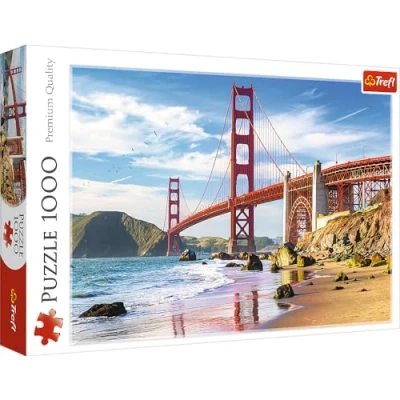 Imagen de Trefl Golden Gate Bridge, San Francisco, USA Puzzle 1000 Elementos Art Deco, Viajes, Paisajes, Entretenimiento Creativo, Diversión, Puzzles Clásicos para Adultos y Niños a Partir de 12 años