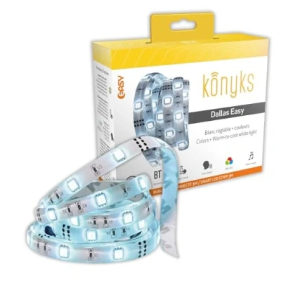 Imagen de Konyks Tira LED conectada Dallas Easy Wi Fi + Bluetooth, Colores Blanco ajustable, Largo 3m, compatible con Alexa y Google Home, ambientes automatizaciones fáciles.