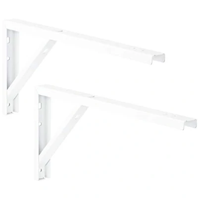 Imagen de Gedotec soporte de estante metal blanco, para estantes, extensión mesa, montaje en la mesa y pared, acero revestido 400 x 30 180 mm, 2 unidades